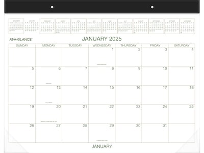 2025 AT-A-GLANCE Two-Color 21.75 x 17 Monthly Desk Pad Calendar, White/Green (GG2500-00-25)