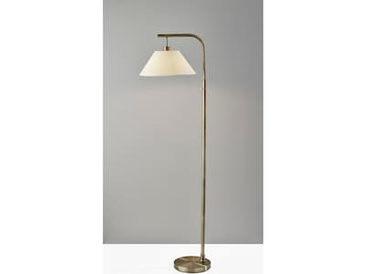Simplee Adesso Hayes 58 Antique Brass Floor Lamp with Tapered White Shade (SL1181-21)