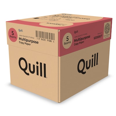 Quill Brand® 8.5 x 11 Multipurpose Copy Paper, 20 lbs., 94 Brightness, 500 Sheets/Ream, 5 Reams/Ca