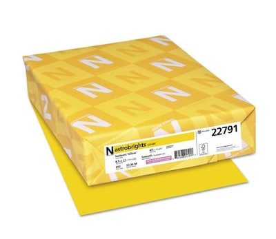 Astrobrights 65 lb. Cardstock Paper, 8.5 x 11, Sunburst Yellow, 250 Sheets/Pack (WAU22791)