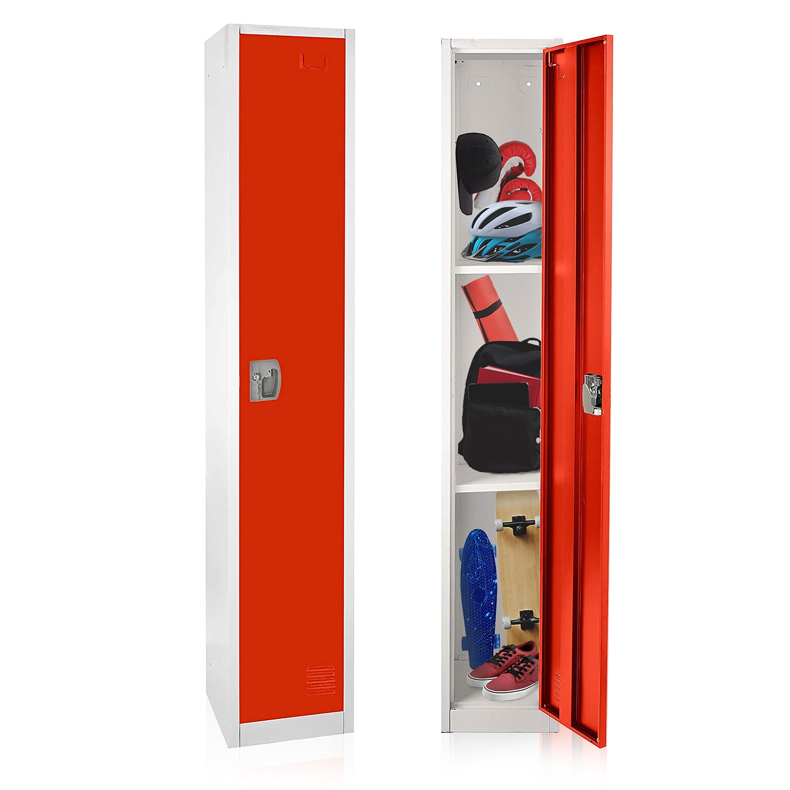 AdirOffice 72H Single Tier Red Storage Locker (ADI629-201-RED-DL)