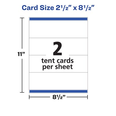 Avery Embossed Border 2.5" x 8.5" White Matte Table Tent, Inkjet/Laser, 100/Pack (05305)