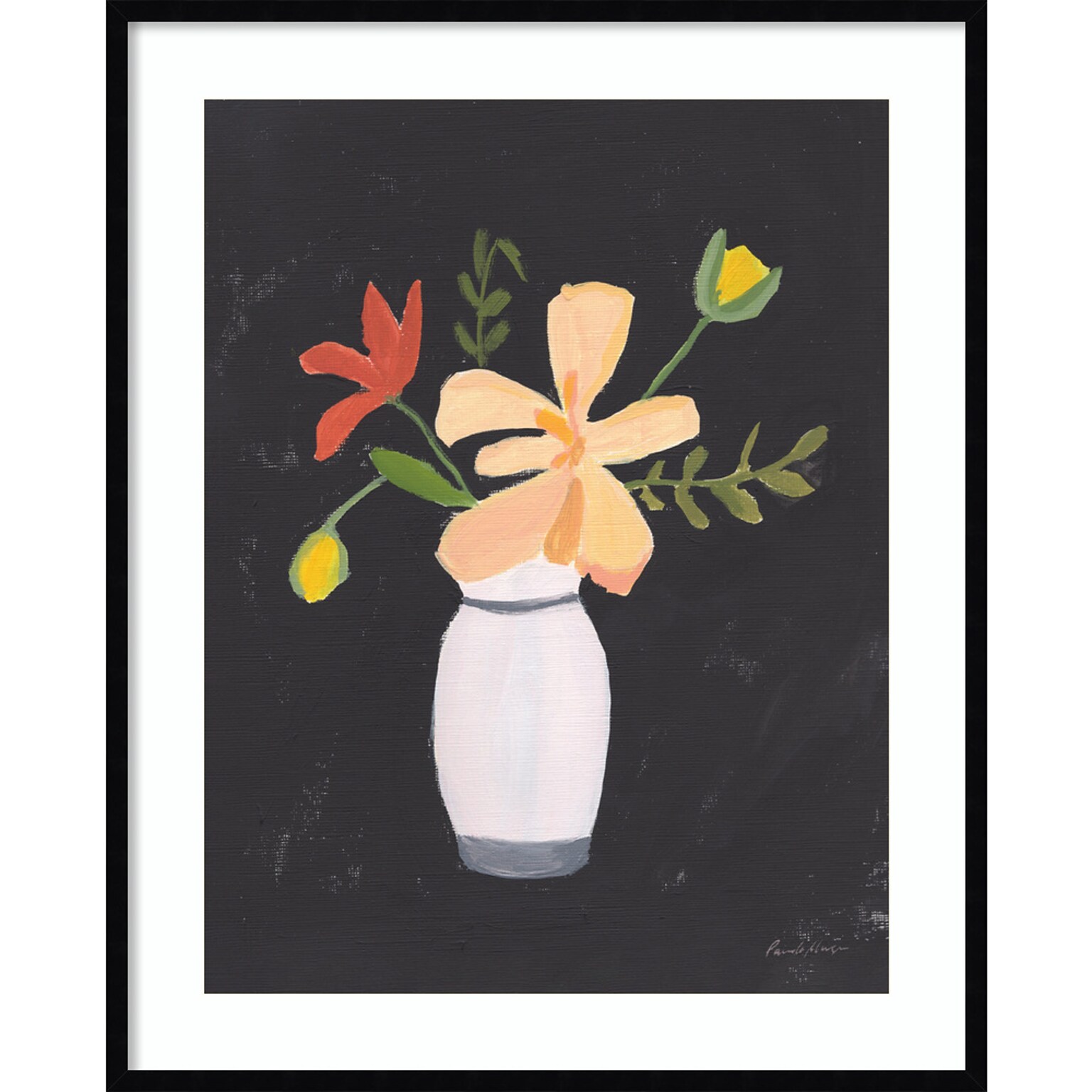 Amanti Art Floral on Black II by Pamela Munger Wood Framed Wall Art Print, 33 x 41 (A42677336409)