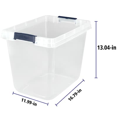 6 Pack 48 Qt Latch Box Plastic Totes Clear Storage Containers Bin Latching  Lids