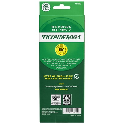 Ticonderoga Pre-Sharpened Wooden Pencil, 2.2mm, #2 Soft Lead, 30/Pack (X13830X)