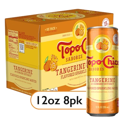 Topo Chico Sabores Tangerine Ginger Sparkling Water, 12 oz., 8 Cans/Pack (412571)