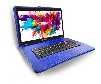 Linsay 10.1OCTA CORE 128GB Storage Android 13 Tablet with Blue Style Keyboard and Pen Stylus