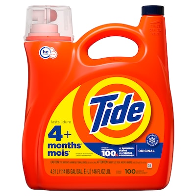 Tide Liquid Laundry Detergent, Original Scent, 132 fl oz, 100 Loads (12101)