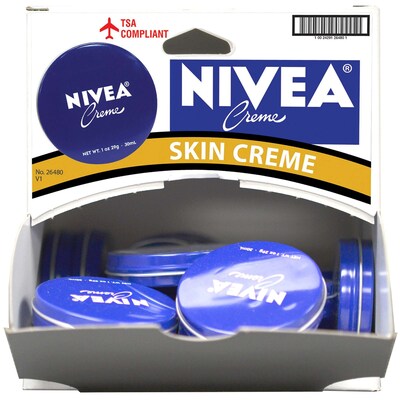 Nivea Skin Crème, 1 oz Tin, 18 Tins/Dispensit Box, 12 Dispensit Boxes/Carton