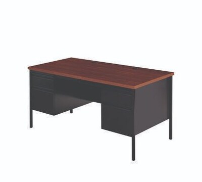 Alera 60W Double Pedestal Desk, Mocha/Black (ALEHSD6030BM)