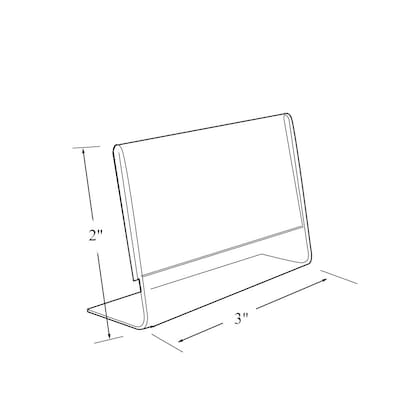 Azar Displays L-Shaped Sign Holder, 3W x 2H, Clear, 10/Pack (112742)