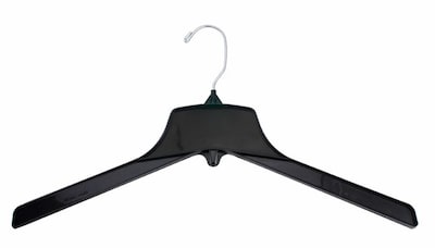NAHANCO 17 Plastic Heavy Weight Coat Hanger, Chrome Hook, Black, 100/Pack (2705CH)