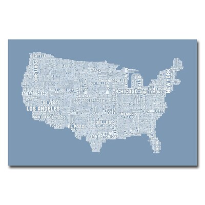 Trademark Fine Art Michael Tompsett 'US City Map XII' Canvas Art 22x32 Inches
