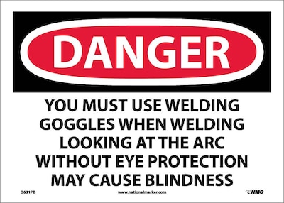 Danger Signs; You Must Use Welding Goggles When Welding Looking At The Arc Without Eye Protection  (