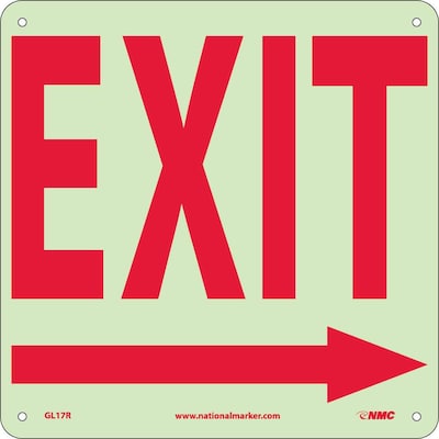 Directional Signs; Exit (With Right Arrow), 10X10, Glow Rigid