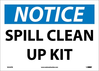 Notice Labels; Spill Clean Up Kit, 10 x 14, Adhesive Vinyl