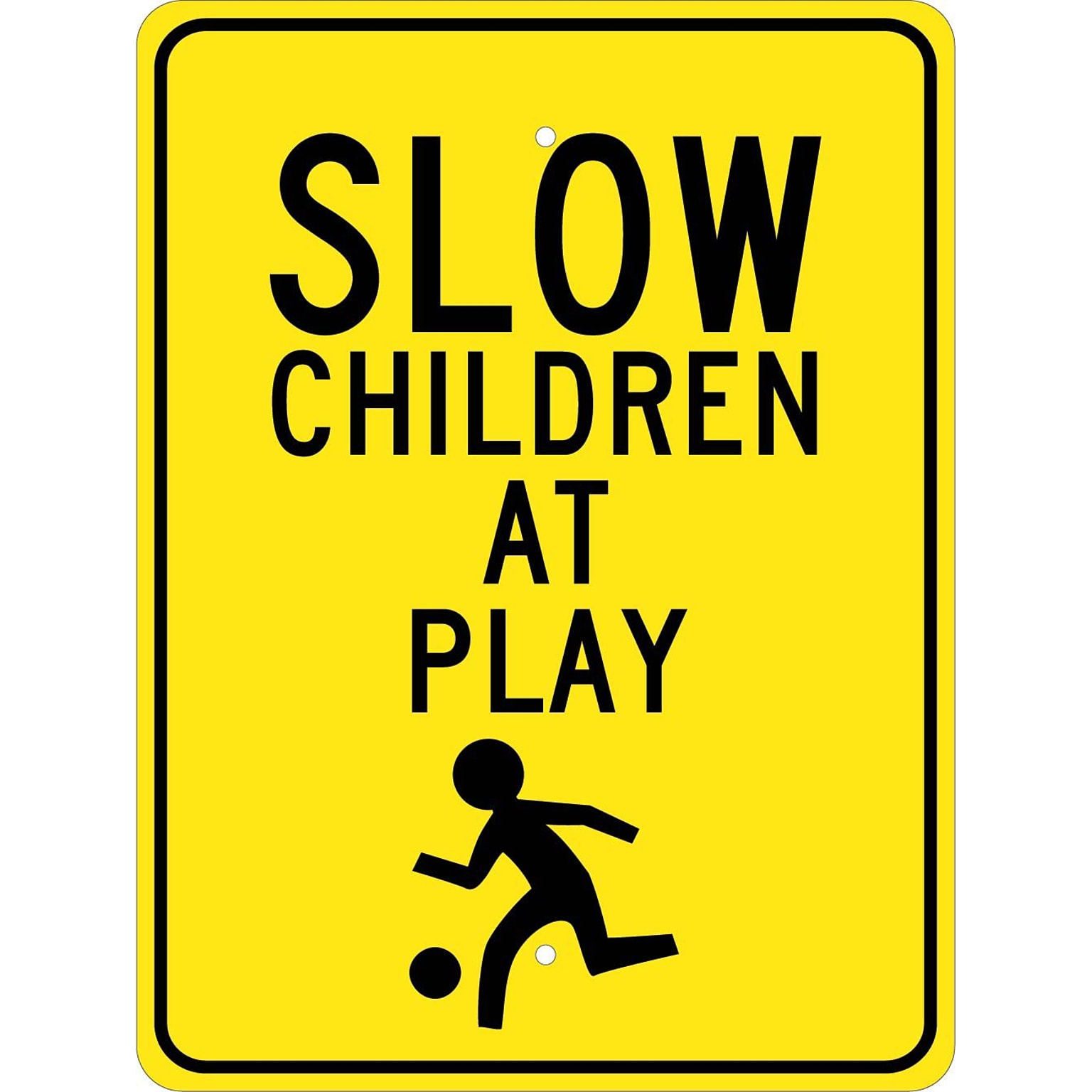 National Marker Reflective Slow Children At Play Warning Traffic Control Sign, 24 x 18, Aluminum (TM164J)