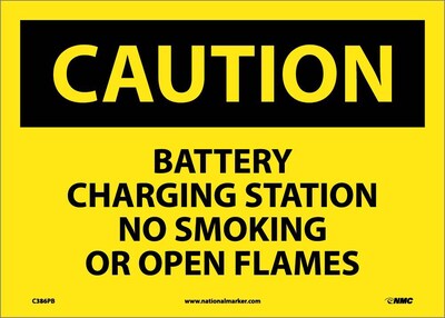Caution Labels, Battery Charging Station No Smoking. . ., 10X14, Adhesive Vinyl