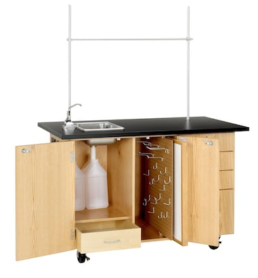 DWI Oak Wood Demonstration Center with Sink and Fixtures 36"H x 54"W x 30"D (4342K)