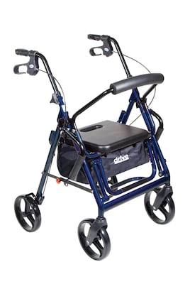 Drive Medical Duet Dual Function Transport Wheelchair Rollator Rolling Walker Blue (795B)