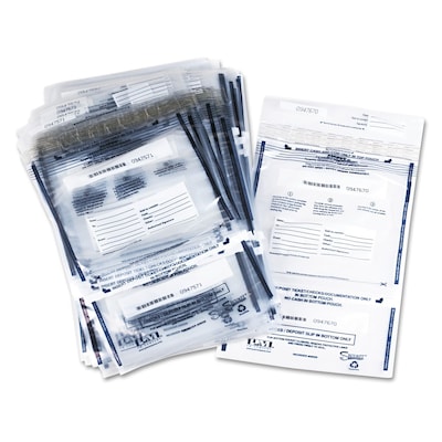 PM Company Disposable Dual Deposit Bag, Plastic, Clear, 11 x 15, 100/Pk