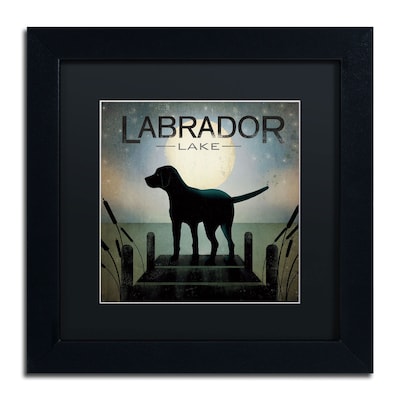 Trademark Ryan Fowler Moonrise Black Dog Labrador Lake Art, Black Matte W/Black Frame, 11 x 11