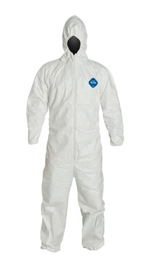 DuPont Tyvek Disposable Coverall with Hood, Medium, White, 25/Carton (TY127SWHMD25)