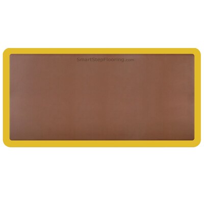 Smart Step® Supreme Polyurethane Anti-Fatigue Mat With Yellow Safety Border, 72 x 36, Brown (SS63BRN-Y)
