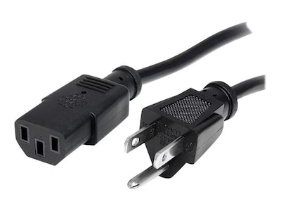 StarTech® 12' NEMA5-15P To IEC 60320 C13 Standard Computer Power Cord; Black