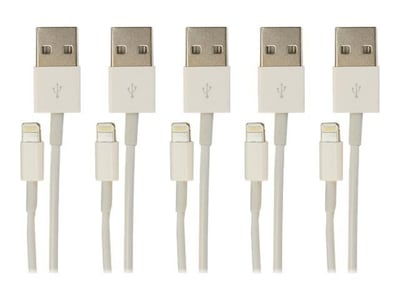 VisionTek White Lightning to USB Charge and Sync Cable for Apple iPhone/iPad/iPod; 5/Pack (900759)