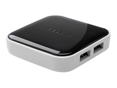 Belkin™ 4 Port Hi-Speed USB 2.0 Powered Desktop Hub; Black/Gray (F4U020TT)  | Quill.com