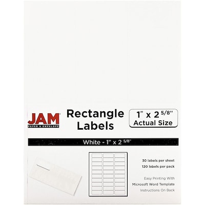 JAM Paper® Mailing Address Labels, 1 x 2 5/8, White, 120/pack (4062900)