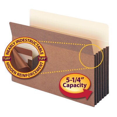 Smead TUFF Redrope File Pockets, 5-1/4 Expansion, Legal Size, Brown, 10/Box (74390)