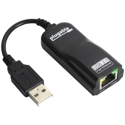 Plugable USB2-E100 USB 2.0 to 10/100Base-TX Fast Ethernet LAN Wired Network  Adapter for Wii and Wii | Quill.com