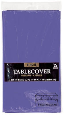 Amscan Plastic Tablecover, 54 x 108, Purple, 12/Pack (77015.106)