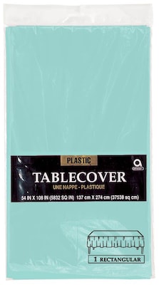 Amscan 54 x 108 Robins Egg Blue Plastic Tablecover, 12/Pack (77015.121)