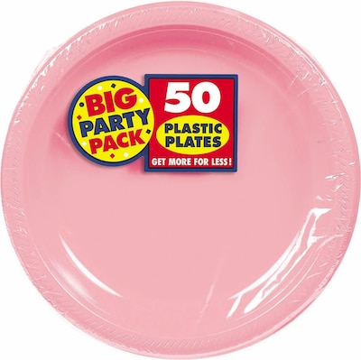 Amscan 7" Pink Big Party Pack Round Plastic Plates, 3/Pack, 50 Per Pack (630730.109)