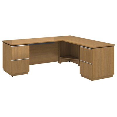 Bush Business Furniture Milano2 72 W X 24 D Left Hand L Station, Golden Anigre, Installed (MI2036L