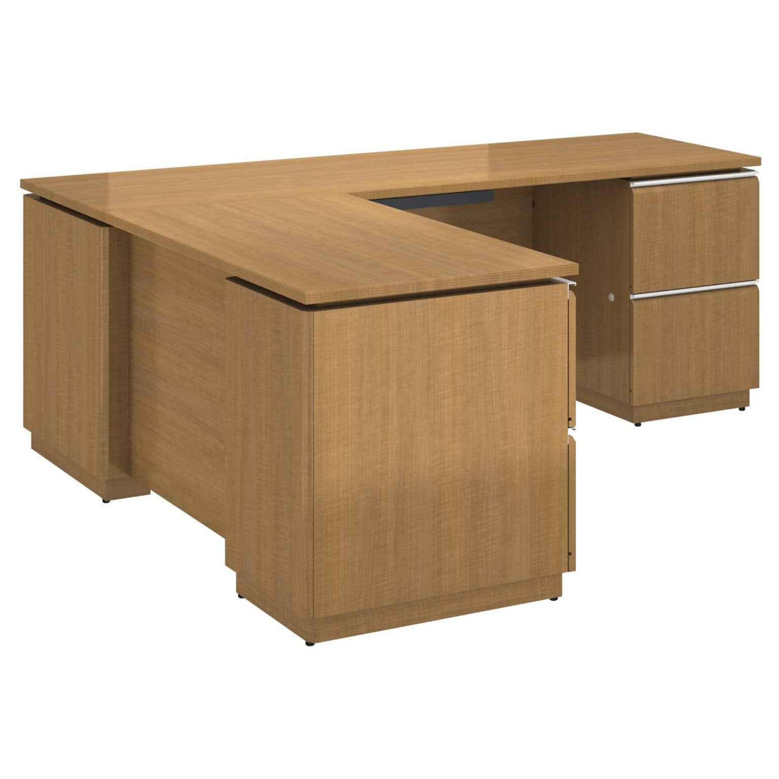 Bush Business Furniture Milano2 72 W X 24 D Right Hand L Station, Golden Anigre, Installed (MI2036RGAFA)