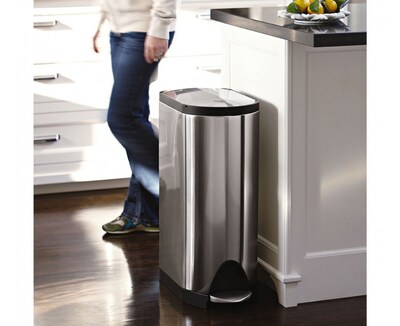 simplehuman Butterfly Step Trash Can, Fingerprint-Proof Stainless Steel, 8  Gallon (CW1824) | Quill.com