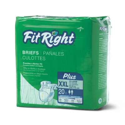 FitRight® Plus Clothlike Briefs, 2XL (60 - 69), 80/Pack