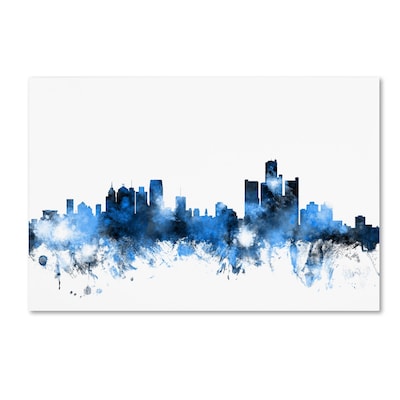 Trademark Fine Art Detroit Michigan Skyline II by Michael Tompsett 30 x 47 Canvas Art (MT0628-