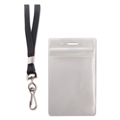 Advantus Resealable Id Badge Holder with Lanyard, 2 5/8" x 3 3/4", Clear, 20/pack (91131)