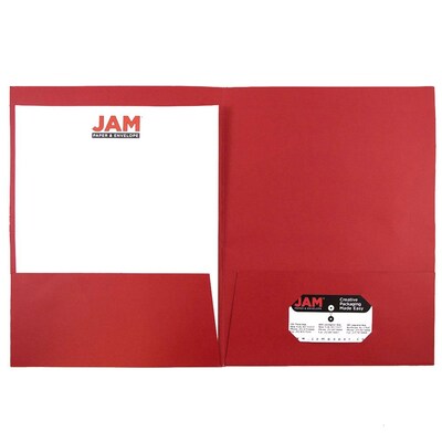 JAM Paper 2-Pocket Textured Linen Business Folders, Red, 25/Pack (386LREA)