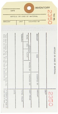 Quill Brand® - 6 1/4" x 3 1/8" - (2000-2499) Inventory Tag 2 Part Carbonless Stub Style #8, 500/Case