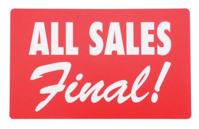 Display Card ALL SALES FINAL, Red/White, 7 x 11