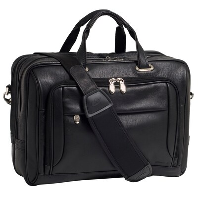 McKlein West Loop Expandable Double Compartment Briefcase, Full Grain  Cashmere Napa Leather, Black ( | Quill.com