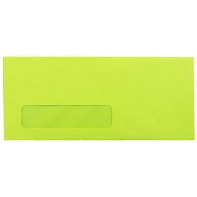 JAM Paper #10 Business Window Envelope, 4 1/8" x 9 1/2", Ultra Lime Green, 500/Pack (5156480H)