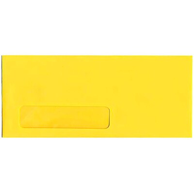 JAM Paper® #10 Business Window Envelopes, 4.125 x 9.5, Yellow Recycled, Bulk 500/Box (5156482H)