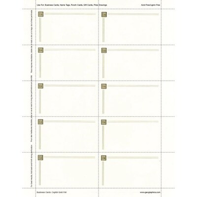 Capital Gold Design Business Cards, 3 1/2 x 2, 65 lb. Stock, Ivory,150/Pack